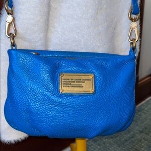 Marc Jacobs Crossbody Bag pebbled Leather Electric blue metallic custom restored